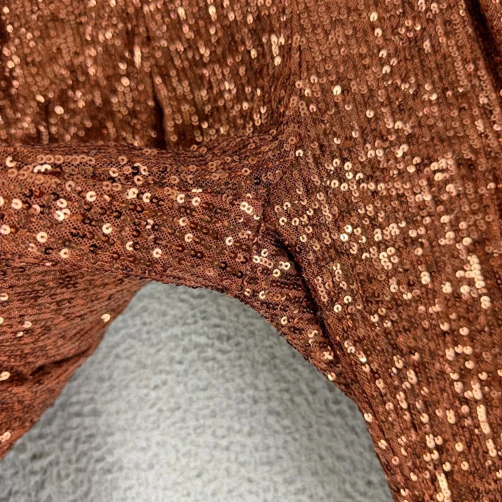 Free People Sequin Jogger Pants Womens Small Brown Copper High Rise Pleated Crop